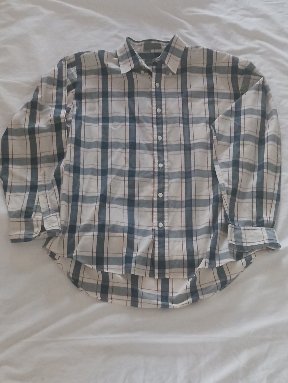 Lordvand Taylor Casual Plaid Button-Down Shirt in Blue & White